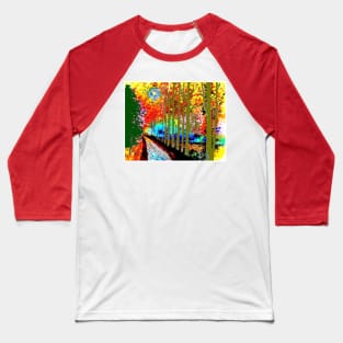 Fall foliage A Woodland Scene Painting Print Baseball T-Shirt